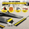 thumbnail image 6 of VEVOR 4 Pack of 1-Channel Rubber Cable Protector Ramps Heavy Duty 18000Lbs Load Capacity Cable Wire Cord Cover Ramp Speed Bump Driveway Hose Cable Ramp Protective Cover, 6 of 9