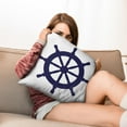 thumbnail image 7 of 2 Pcs Coastal Nautical Throw Pillow Covers 16x16, Navy Blue with Ocean Anchors Throw Pillow Cases, Decorative Linen Cushion Cases for Couch Living Room Sofa Bed Outdoor Home, 7 of 7