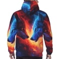 thumbnail image 3 of Bingfone Red And Blue Fire Wolf Men's Drawstring Hoodie Long Sleeve Pocket Sweatshirts-Small, 3 of 6