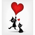 thumbnail image 3 of Valentines Day Duvet Cover Set, Cat Holding Heart Shaped Baloons Romantic Love Themed Illustration, Decorative 2 Piece Bedding Set with 1 Pillow Shams, Twin Size, Vermilion Black, by Ambesonne, 3 of 3