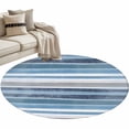 thumbnail image 2 of Northern Europe Round Area Rugs 3 ft, Blue Vintage Stripes Washable Small Area Rug with Non-Slip Sturdy Edge Binding Round Front Door Mat Floor Carpet for Entryway, 2 of 9