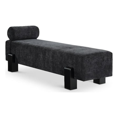 Pemberly Row Mid-Century Soft Black Chenille Fabric Bench - 72"W x 23.5"D x 26"H