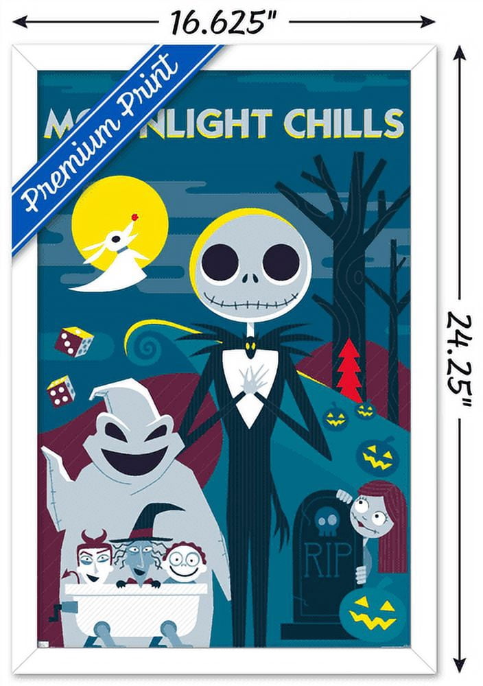 Disney Tim Burton's The Nightmare Before Christmas - Moonlight Chills Wall Poster, 14.725" x 22.375", Framed