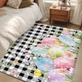 thumbnail image 4 of Spring Easter Flowers Area Rugs 4'x6', Washable Small Throw Rugs for Office Bathroom, Farmhouse Floral Black Buffalo Plaid Indoor Outdoor Rug Non-Slip Low Pile Carpet Runner Reversible Floor Mats, 4 of 8