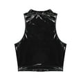 thumbnail image 4 of Sxiwei Women's Shiny Leather Front Lace Up Crop Top Gothic Music Festival Vest Top Black 3XL, 4 of 6