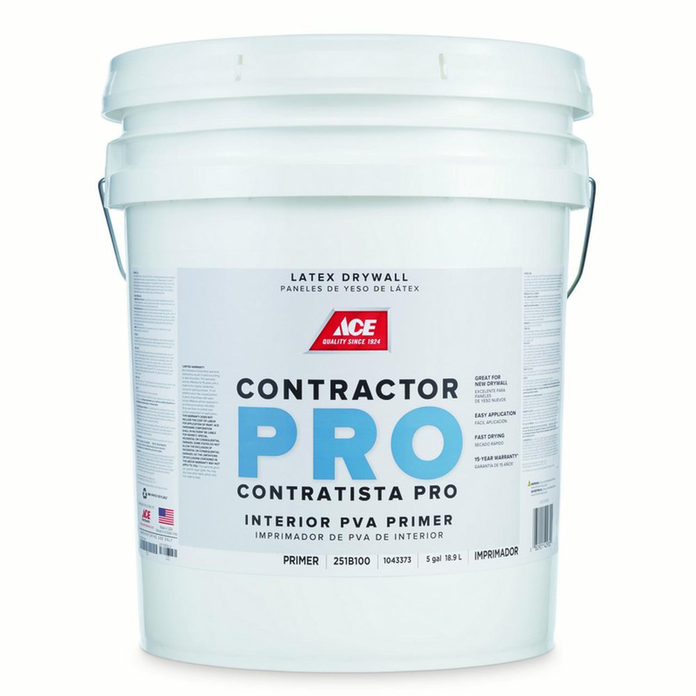 Ace Contractor Pro White Latex PVA Drywall Primer 5 gal. - Walmart.com ...