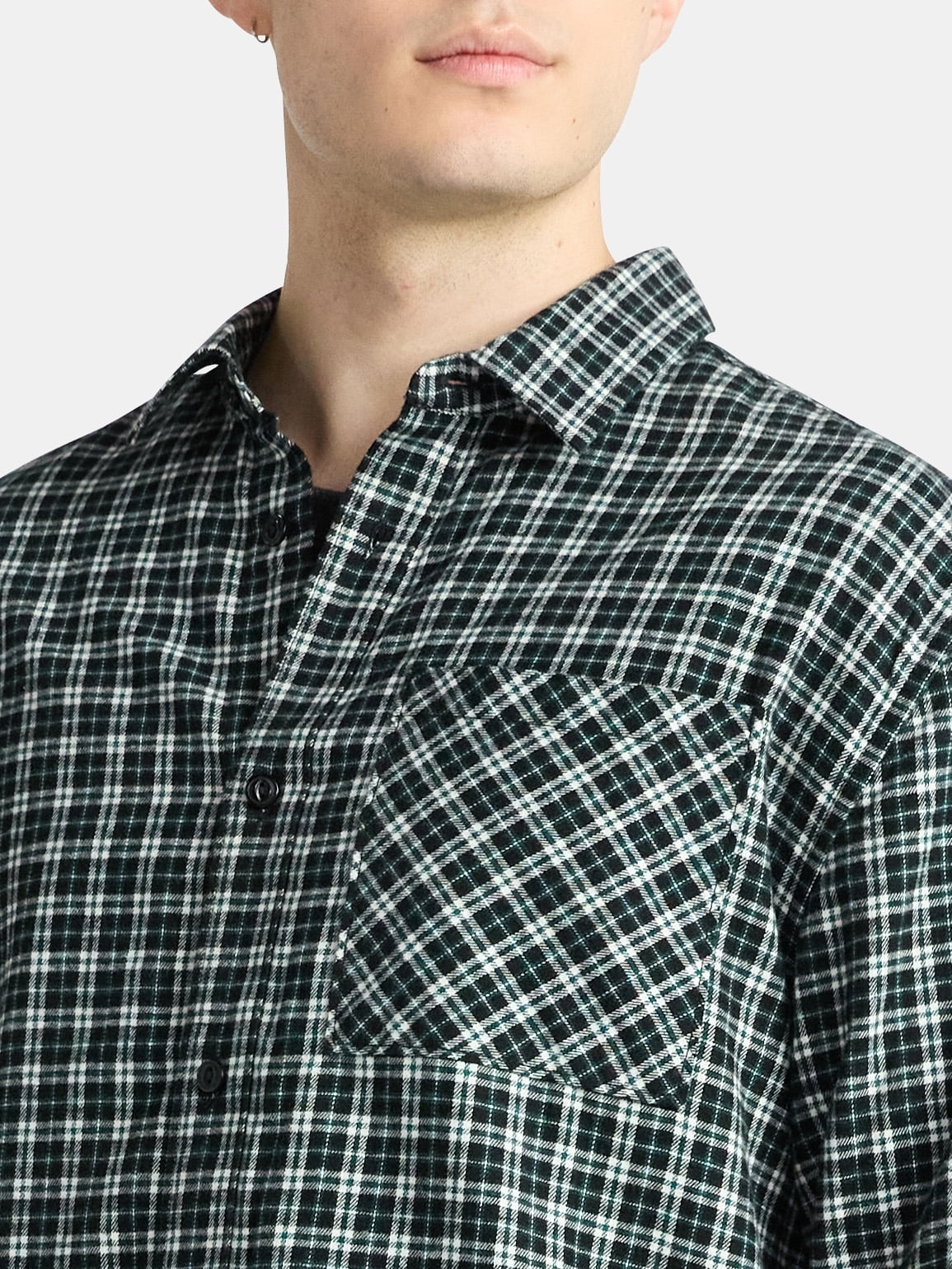 No Boundaries Cotton Long Sleeve Flannel Shirt, Men's & Big Men's XS-5XL