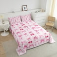 thumbnail image 3 of Pink Cherry Bow Queen Comforter&nbsp;Set Cute Silk Ribbon Bowknot Bedding Sets,Princess Bow Tie Bed Set Dreamy Kawaii Duvet Insert,Girly Light Pink Room Decor Aesthetic, 3 of 6