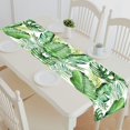 thumbnail image 1 of ABPHQTO Camino de mesa con hojas de palmeras tropicales verdes sobre mantel blanco 35x180 cm, 1 of 1
