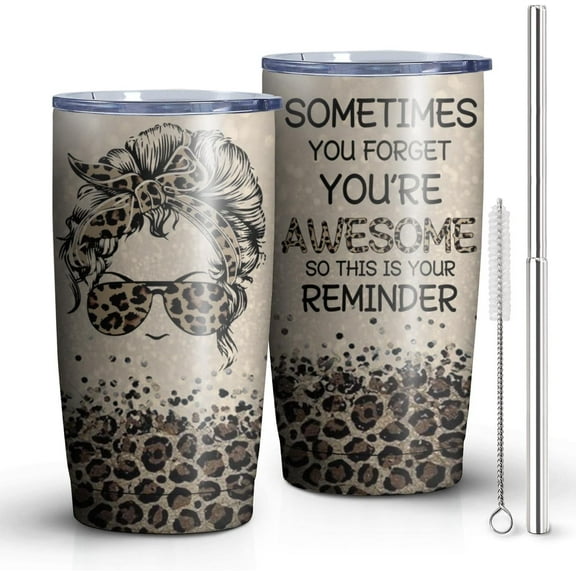 Inspirational Gifts for Women –Sometimes You Forget You‘re Awesome Leopard Coffee Mug/Tumbler 20 oz