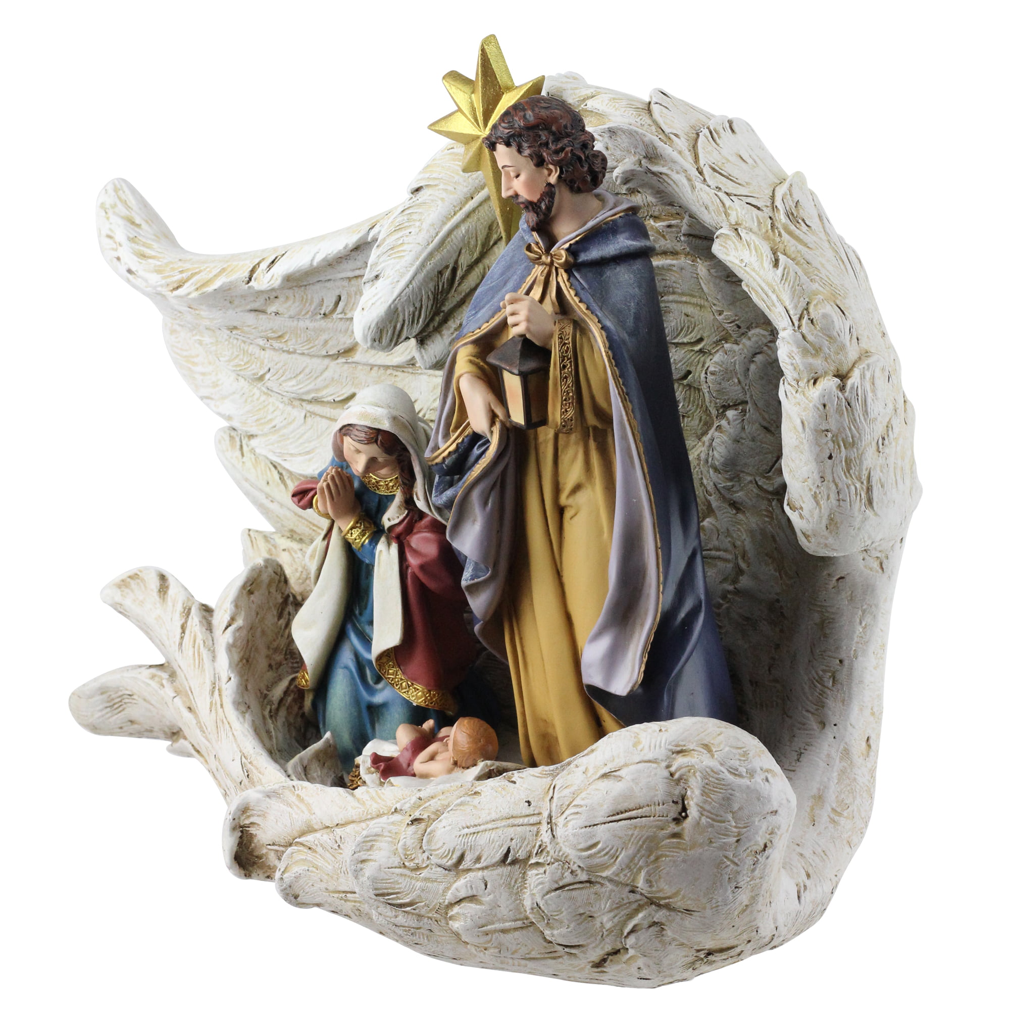Nativity Scene Christmas Ornament Holy Family Wrapped in Angel Wings 4.5" x 3"