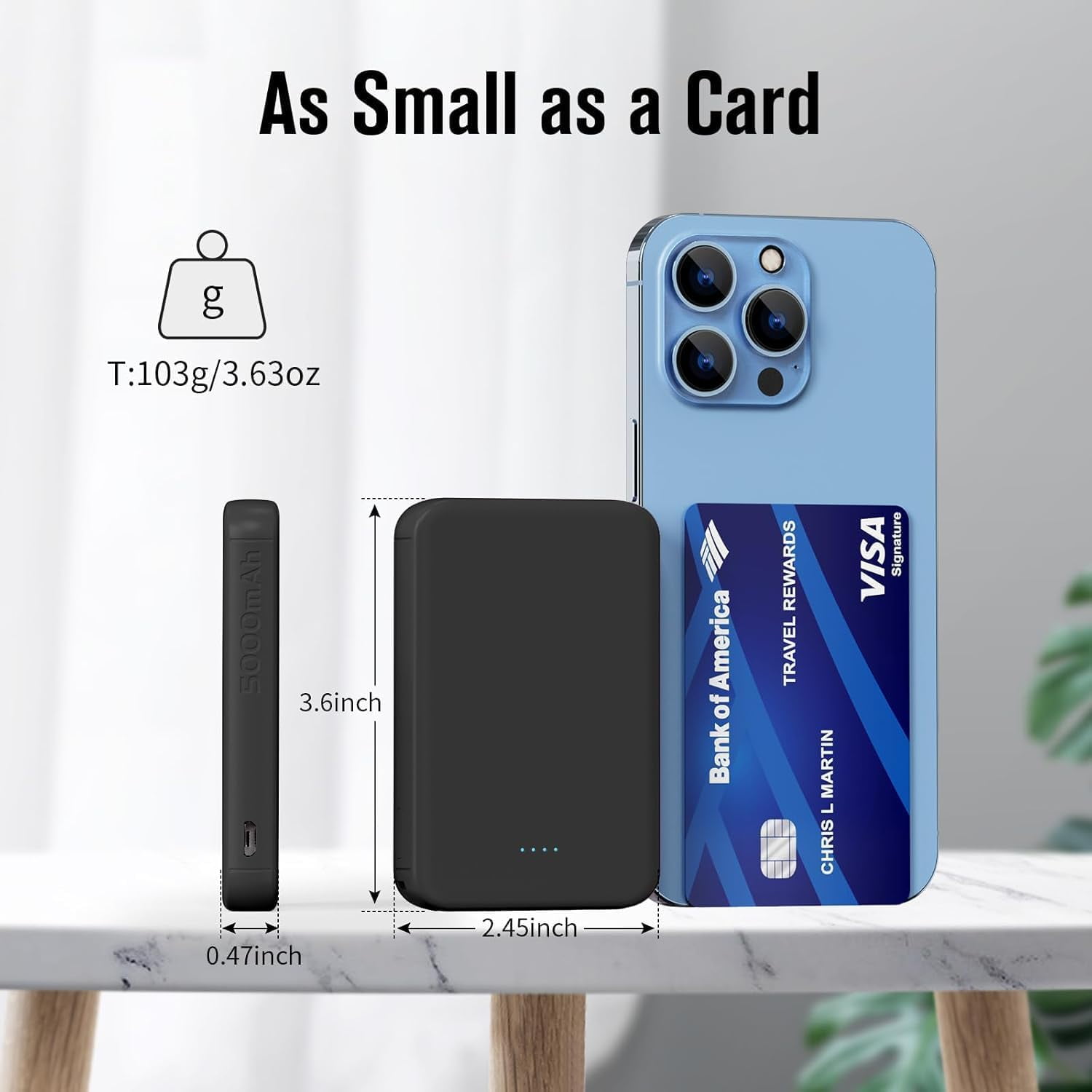 S22 Portable Charger, Mini Colorful Power Bank, PowerNano, 5000mAh External Battery Pack Compatible with iPhone 15/14/13/12/11/X All Series and Android Phone