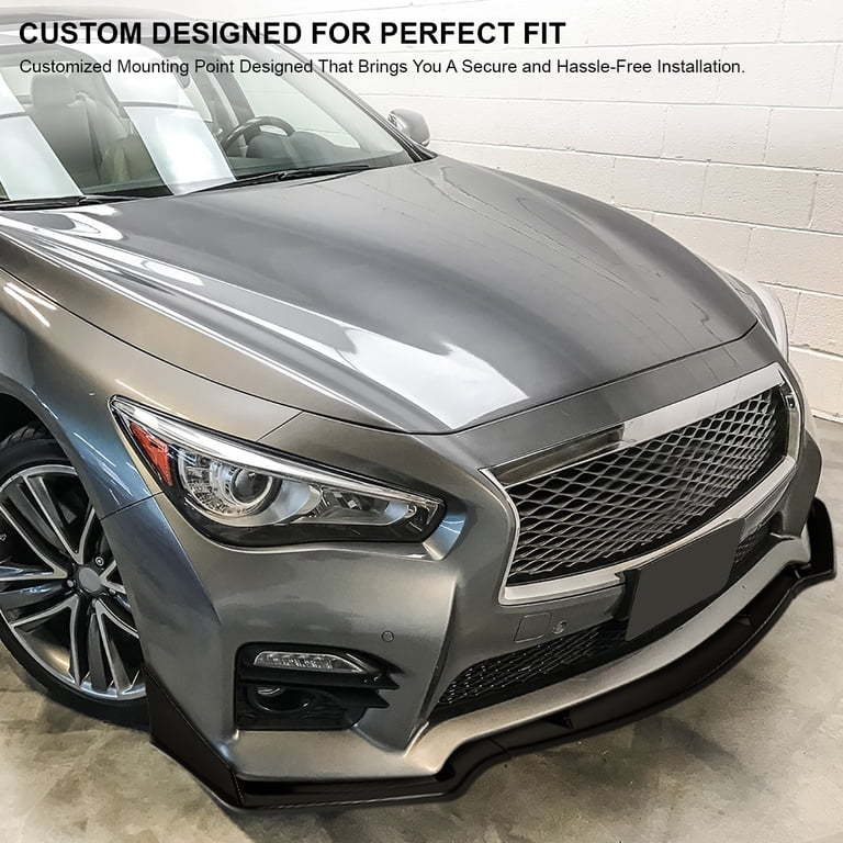 Front Bumper Lip Spoiler For 2014-2017 Infiniti Q50 Sport – Glossy Black, Direct Fit, Includes Hardware