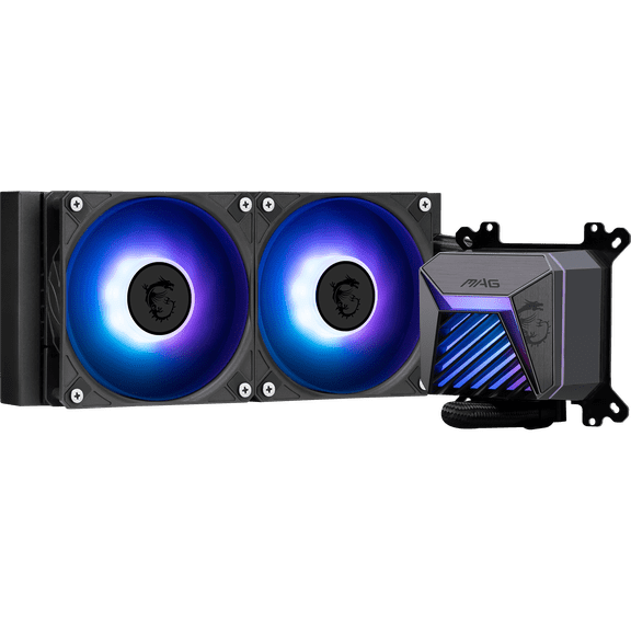 MSI MAG CORELIQUID A15 240 WMT ARGB Liquid CPU Cooler - 240mm AIO, UNI Bracket, Intel AMD (LGA 1700/1851/AM4/AM5), Pre-installed Fans - Black