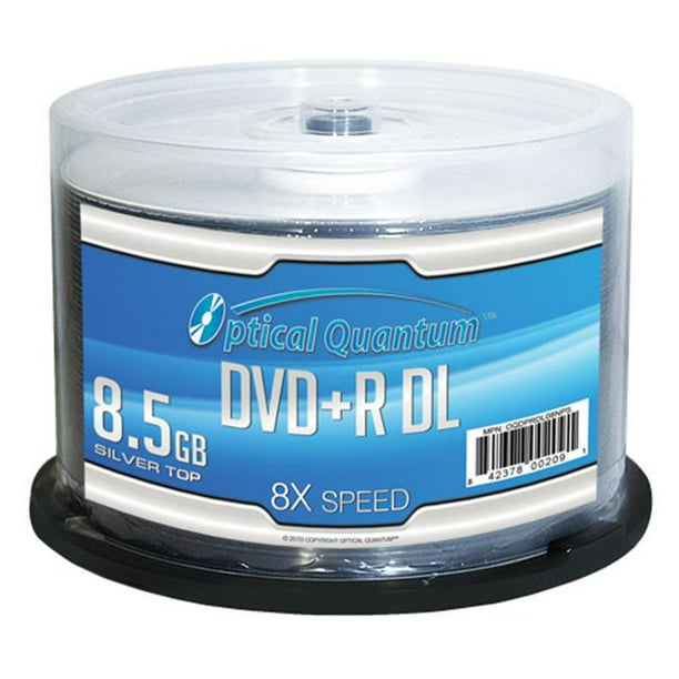 Optical Quantum OQDPRDL08NPS 50 Pack 8X 8.5GB Dvd + R Double Couche Blanc Média Argent Top
