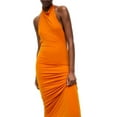thumbnail image 2 of SUNSIOM Femmes Robe Longue Bodycon Couleur Unie Licou Cou Robe Serrée Été Sans Manches Dos Nu Robe de Soirée, 2 of 6