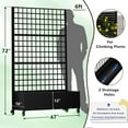 thumbnail image 2 of Metal Planter Box with Trellis,72"x47"x16"Galvanized Steel Outdoor Raised Garden Bed with Privacy Screen,with Drainage Holes & Lockable Casters for Climbing ,Vegetables,and Vines(Black-Grid), 2 of 7