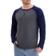 thumbnail image 5 of Camiseta de manga larga para hombre, color bloque, estilo casual, raglán, talla XL, gris azul, 5 of 6
