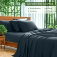 thumbnail image 3 of SONORO KATE 6 Pieces Bamboo Bed Sheets Set, Luxury Rayon Derived - Deep Pockets - Wrinkle Free - Extremely Soft, Queen, Navy Blue, 3 of 6