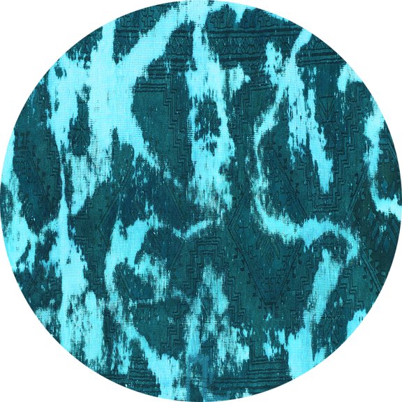 Ahgly Company Indoor Round Abstract Light Blue Modern Area Rugs, 3' Round