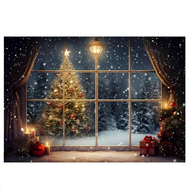 210X150cm Christmas Background Cloth Christmas Tree Snowflake Party Decoration Children Photography Background Cloth,H