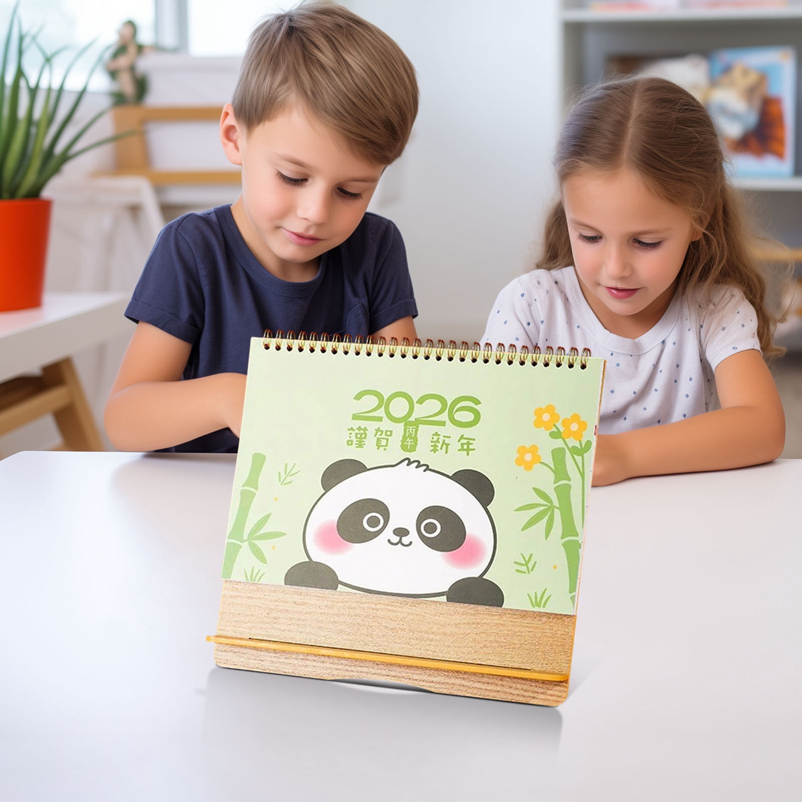 YiJuHui Small Desk Calendar 2026, Standing Desk Calendar,Twin-Wire Binding with Stickers, Cute Seasonal Design for Home Office Desk