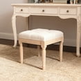 thumbnail image 4 of Lisonu Square Upholstered Ottoman Bench 15.75" x 15.75" x 15.75" – Small Padded Vanity Stool & Entryway Seat, Tufted Linen-Poly Blend Memory Foam Cushion, Solid Rubber Wood Legs, Beige Accent, 4 of 11