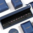 thumbnail image 5 of Gem Stone King 925 Sterling Silver Pink Moissanite and Blue Created Sapphire Tennis Bracelet for Women | 3.96 Cttw | Gemstone | Oval 7X5MM | 6 inch + 1 inch Extender, 5 of 6