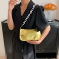 thumbnail image 3 of Bolso pequeño cuadrado con cremallera informal en contraste de moda de nueva tendencia, bolso de mano de cuero artificial simple dorado, 3 of 5