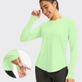 thumbnail image 5 of Dazajoo Womens Sun Protection Long Sleeve Workout Tops Running Hiking Athletic Gym Shirts Lightweight UPF50+ UV Rash Guard Tshirt Green,S, 5 of 9