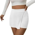 thumbnail image 1 of SwiftWear Women's Knit Mini Skorts - Mid-Rise Stretch Bodycon Skirt with Front Slit & Built-in Shorts, 1 of 5