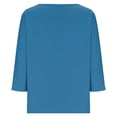 thumbnail image 4 of Htigea Women's 3/4 Sleeve Shirts Summer V-Neck Tunic Tops Solid Color Bracelet Sleeves Blouses Blue,2XL, 4 of 6