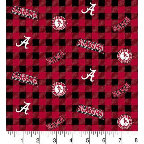 University of Alabama Cotton Fabric-Sold by the Yard-Buffalo Plaid Design