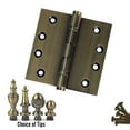 thumbnail image 2 of EMBASSY Door Hinge 4 x 4 Solid Brass Antique Brass with Flat Tips, 2 of 7