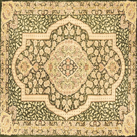 Ahgly Company Indoor Square Medallion Brown Traditional Area Rugs, 4' Square