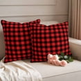 thumbnail image 2 of Black Red Plaid Outdoor Waterproof Pillow Covers, Vintage Rustic Buffalo Checked Gingham Decorative Square Throw Pillowcase Sofa Cushion Sham for Patio/Couch/Chair, 16"x16" 2 Pack, 2 of 8