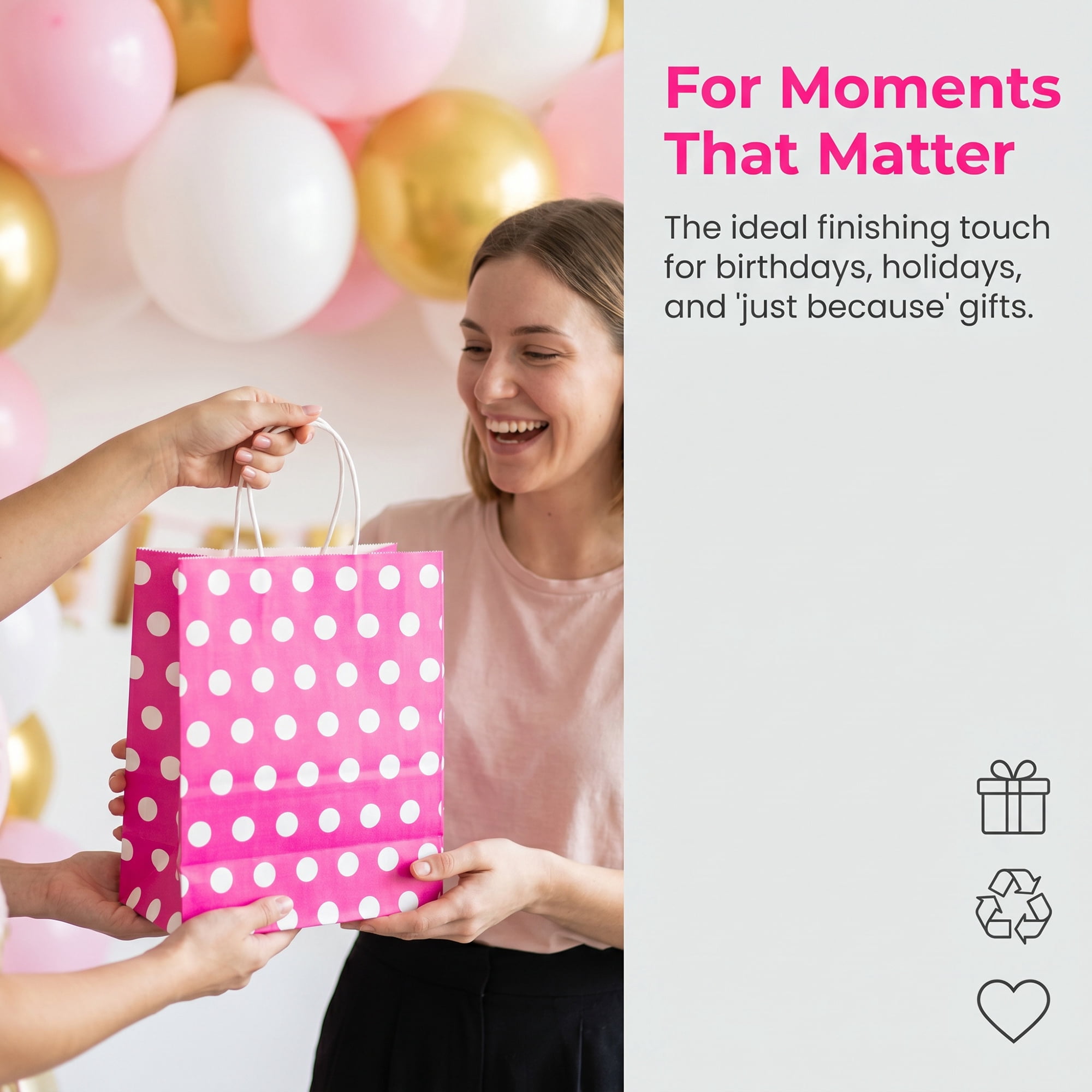Unique Bargains 6Pcs Polka-dot Paper Gift Bag with Handles Rose Red 8.7" x 4.3" x 10.6"