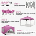 thumbnail image 2 of Outdoor Basic 12x12 Pop Up Canopy Tent with One Push Setup, Easy to Install with 4-Sidewalls for Events, Parties, Camping, Outdoor Gazebo with 4-Sandbags, Pink., 2 of 11