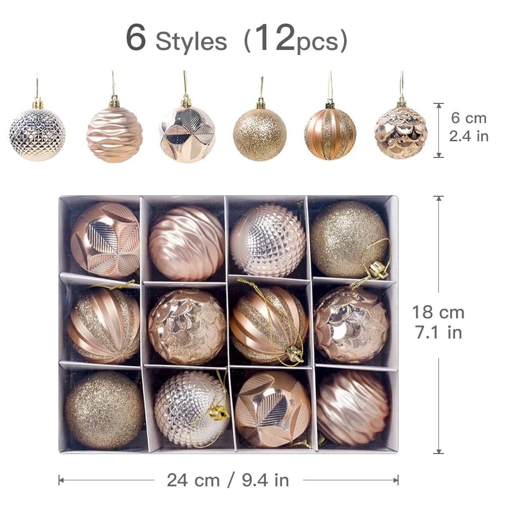 Kepooman Holiday Ball Shatterproof Hanging Tree Ornament Set Holiday Tree Ornaments12Pcs Holiday Ball Decoration Set, Gold Kepooman Holiday Ball Shatterproof Hanging Tree Ornament Set Holiday Tree Ornaments12Pcs Holiday Ball Decoration Set, Gold