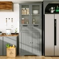 thumbnail image 7 of Joywind Gray Freestanding Bathroom Storage Cabinet with Glass Doors - 67" Tall Linen Organizer with 2 Drawers & Adjustable Shelves, for Bathroom, Kitchen, Living Room, Office Storage, 7 of 7