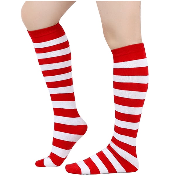 Calcetines de invierno cálidos a rayas hasta la pantorrilla y hasta la rodilla para mujer y hombre, calcetines universales hasta la pantorrilla, calcetines de algodón para mujer.