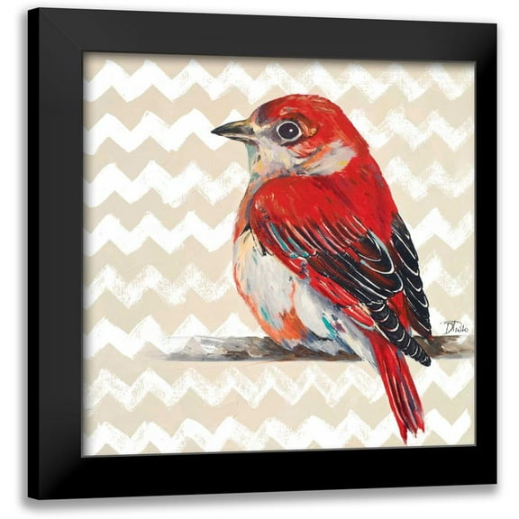 Pinto, Patricia 12x12 Black Modern Framed Museum Art Print Titled - Cheveron Baby Red Bird II