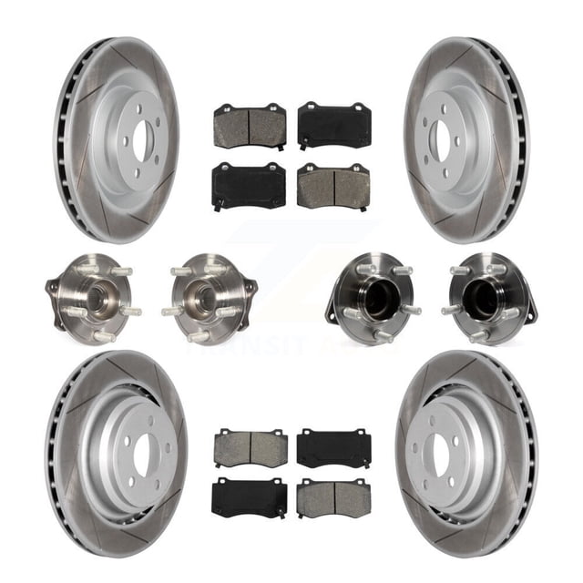 Transit Auto Front Rear Hub Bearings Assembly Coated Disc Brake Rotors and Semi-Metallic Pads Kit (10Pc) for Car Dodge Charger Challenger - Left Right Side (Driver Passenger) KBB-112264