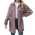 thumbnail image 2 of FDGIU Women's Flannel Shacket - Fleece Lined Hooded Jacket, Casual Long Sleeve Loose Fit Plaid Outerwear for Fall Winter Fashion, 2 of 7