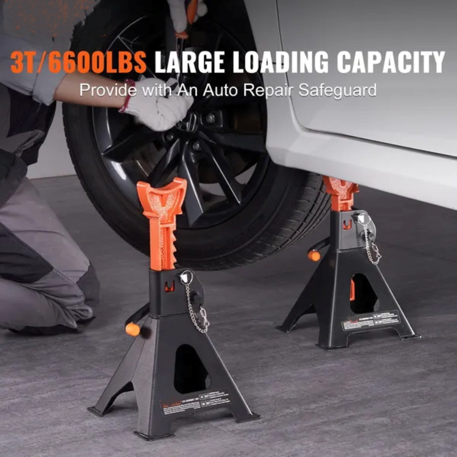 Unbranded Jack Stands Double Locking 3 Ton 6,000 lbs Capacity 10.8-16.3 Inch Adjustable Height 2 Pack