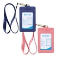 thumbnail image 1 of 2pcs Leather Vertical Badge Holder ID Card Holder Case with ID Window for School Office, 1 of 5