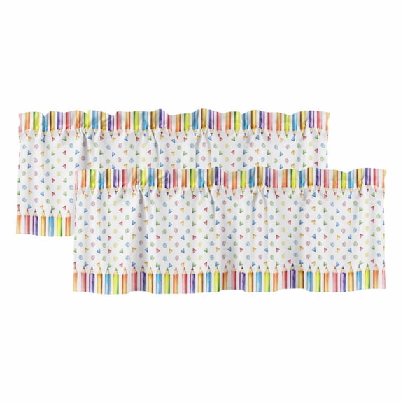 Valances for Windows, Decorative Rod Pocket Window Valance Curtains, Short Curtain Drapes for Kitchen/Bathroom/Living Room, 2 Panels, 42" W x 12" L