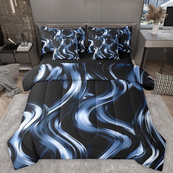 Homewish 7-Piece Twin Bedding Set - Minimalist Abstract Geometric Lines