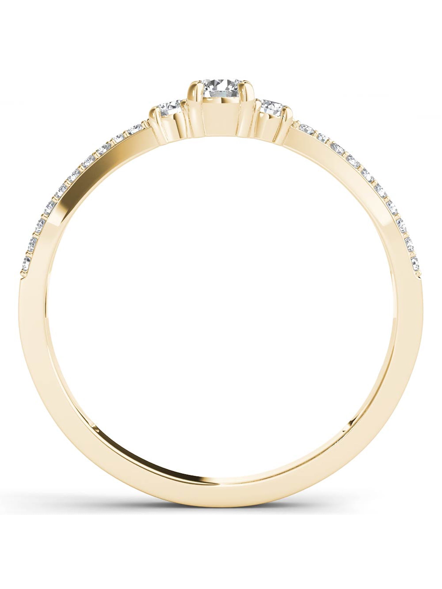 1/4 Carat T.W. Diamond Split Shank Three-Stone 10kt Yellow Gold Engagement Ring