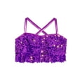 thumbnail image 3 of Xnihocha Kids Girls Sequin Spaghetti Strap Camisole Vest Jazz Hip Hop Jazz Ballet Dance Tank Tops Purple 14, 3 of 7
